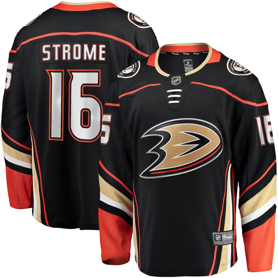 Men's Anaheim Ducks Ryan Strome #16 Black Home Breakaway jersey