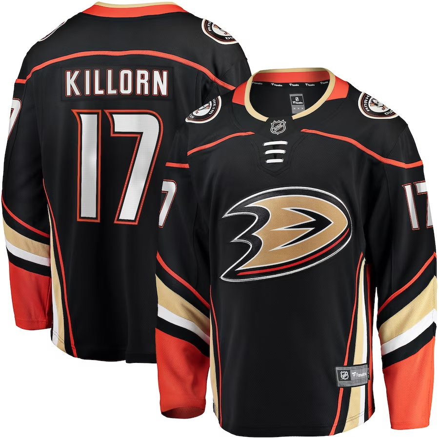 Men's Anaheim Ducks Alex Killorn #17 Black Home Breakaway jersey