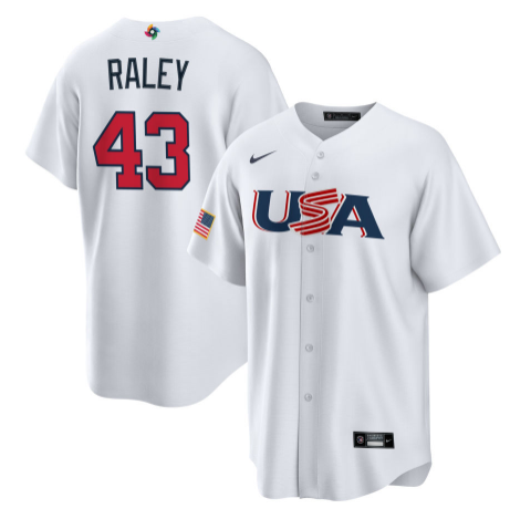 Men's 2023 World Baseball Classic #43 Luke Raley USA White jersey