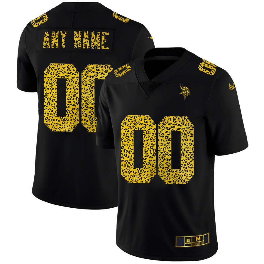 custom Minnesota Vikings Leopard Print Fashion Vapor Limited jersey Black Stitched Jerseys Football Jerseys