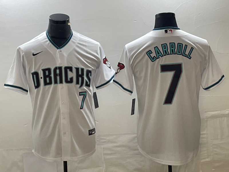 Men's Arizona Diamondbacks Corbin Carroll #7 White 2023 World Series Replica Player jersey