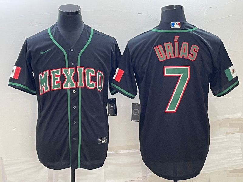 Men's 2023 World Baseball Classic #7 Julio Urias Mexico Black jersey