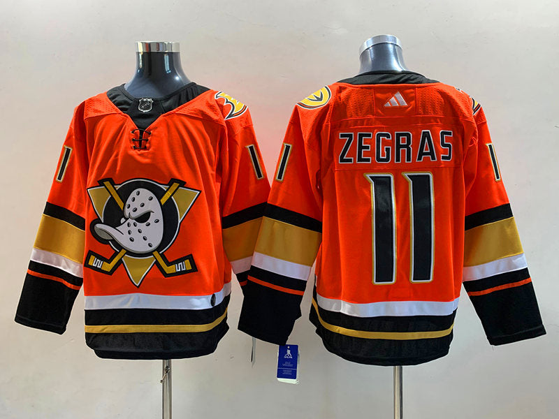 Men's Anaheim Ducks Trevor Zegras #11 Orange Breakaway Player jersey