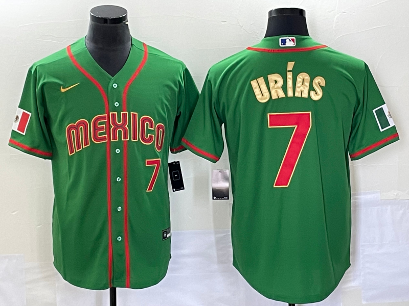 Men's 2023 World Baseball Classic #7 Julio Urias Mexico jersey Green
