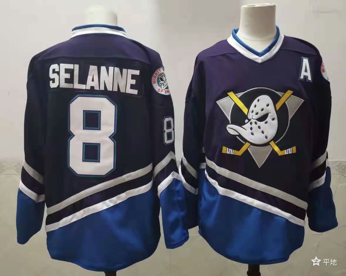 Men's Anaheim Ducks Selanne Mitchell #8 Navy Breakaway Player jersey
