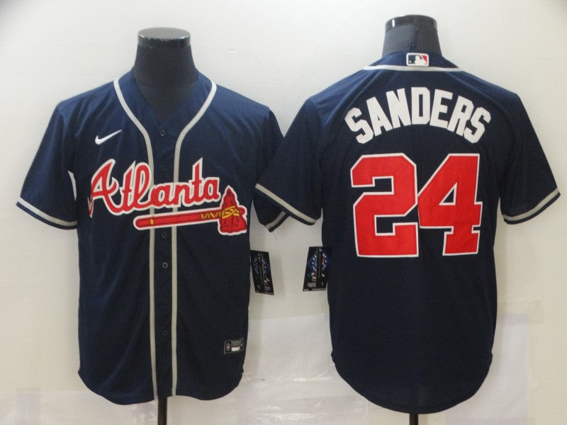 Men's Atlanta Braves Deion Sanders #24 Navy Replica Player jersey