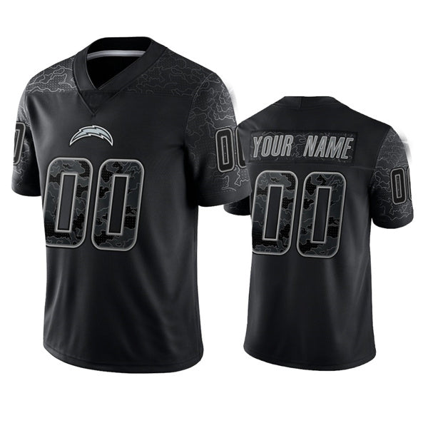 custom Los Angeles Chargers Active Player Black Reflective Limited Stitched Football jersey  American Jerseys