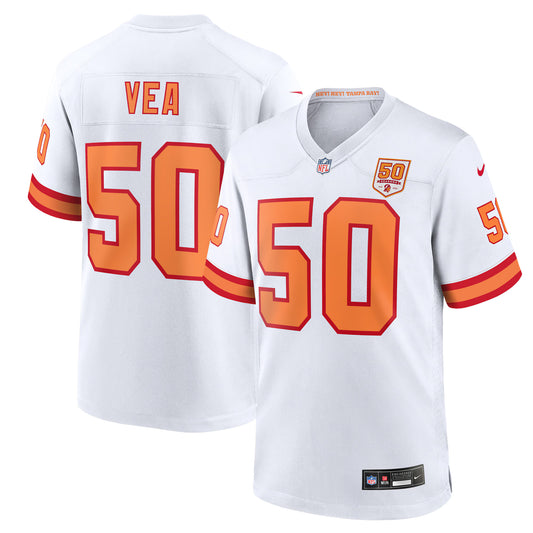 76 Tampa Bay Buccaneers Vita Vea White 50th Season Game Jersey