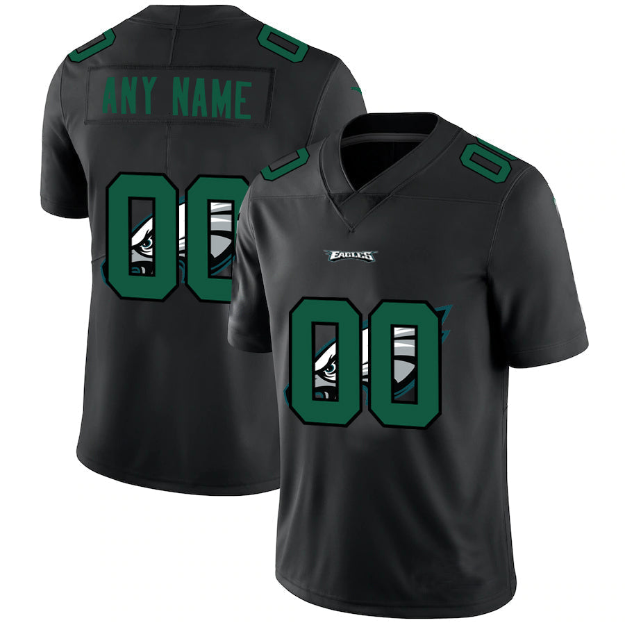 custom Philadelphia Eagles Team Logo Dual Overlap Limited jersey Black Stitched American Football Jerseys