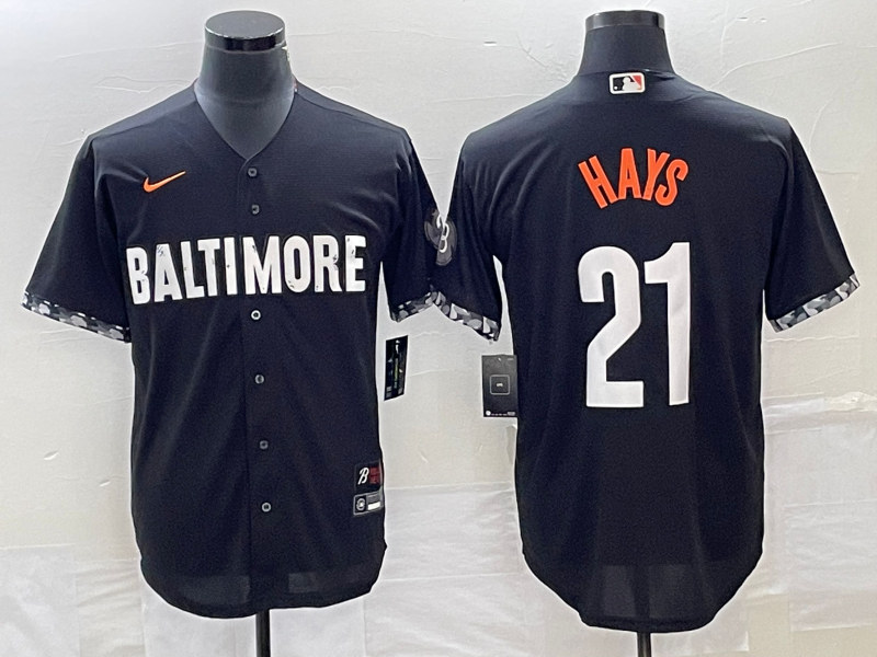 Men's Baltimore Orioles Austin Hays #21 Black 2023 City Connect Replica Player jersey