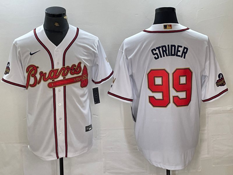 Men's Atlanta Braves Spencer Strider #99 White Replica Game jersey
