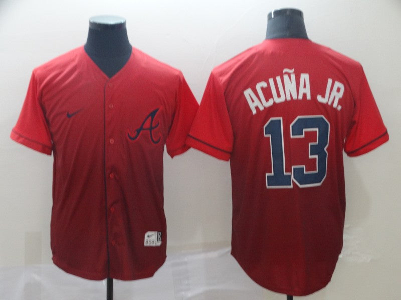 Men's Atlanta Braves Ronald Acuna Jr. #13 Red Replica Player jersey