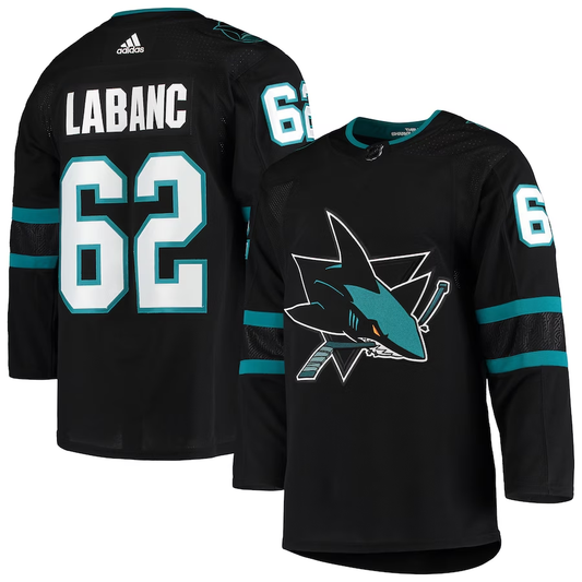 Men's San Jose Sharks Kevin Labanc #62 Black Alternate Authentic jersey