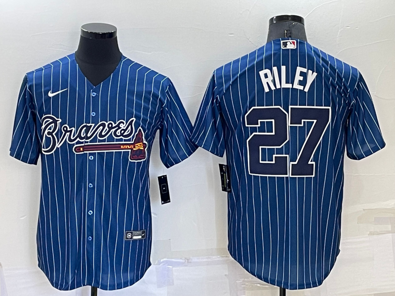 Men's Atlanta Braves Austin Riley #27 Blue Replica Player jersey