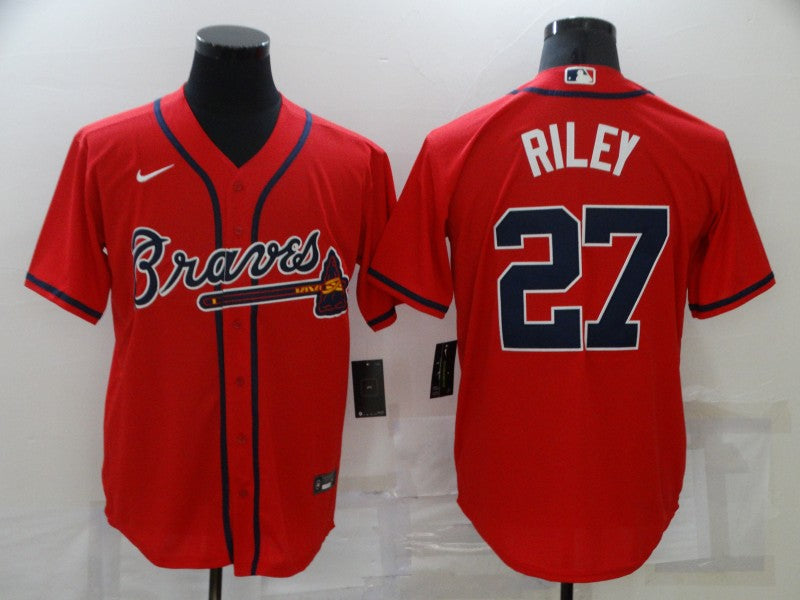 Men's Atlanta Braves Austin Riley #27 Red Replica Player jersey