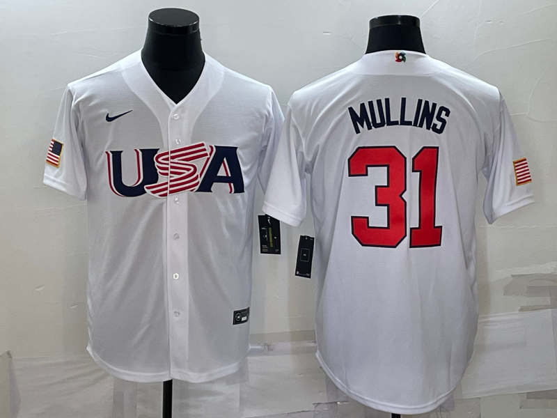 Men's 2023 World Baseball Classic #31 Cedric Mullins USA White jersey