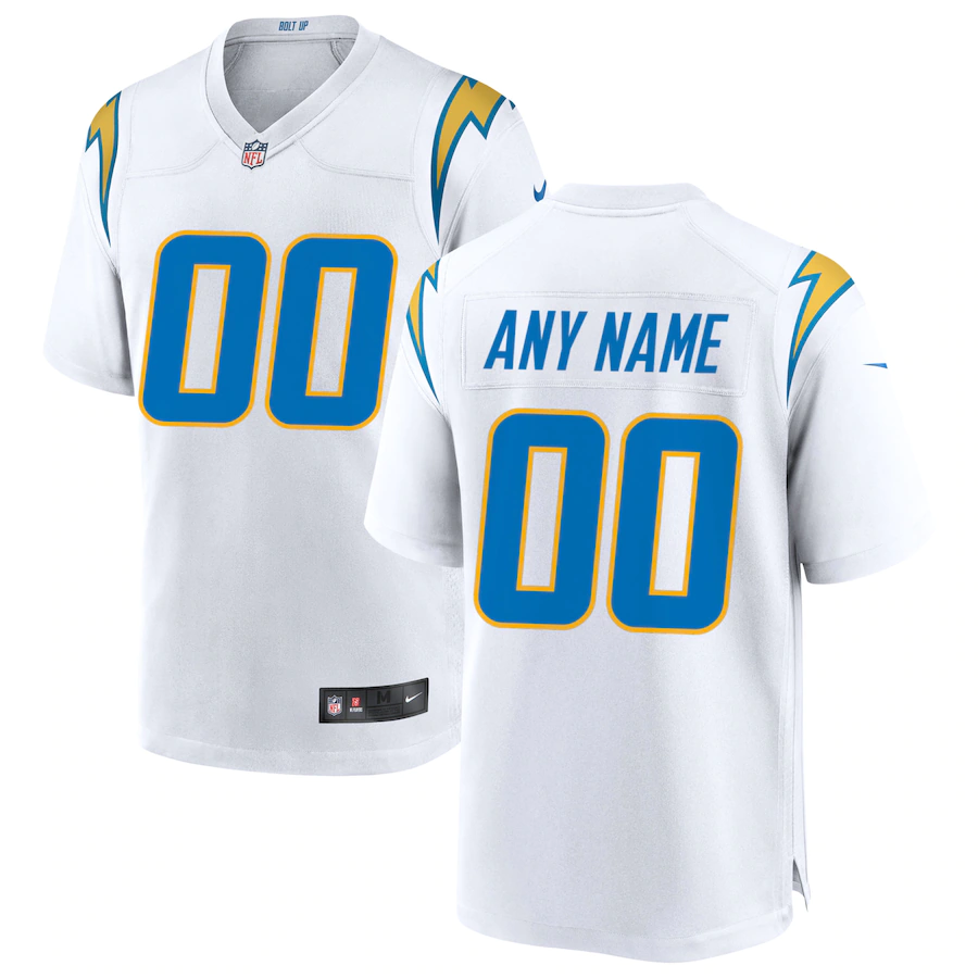 custom Los Angeles Chargers White Game jersey