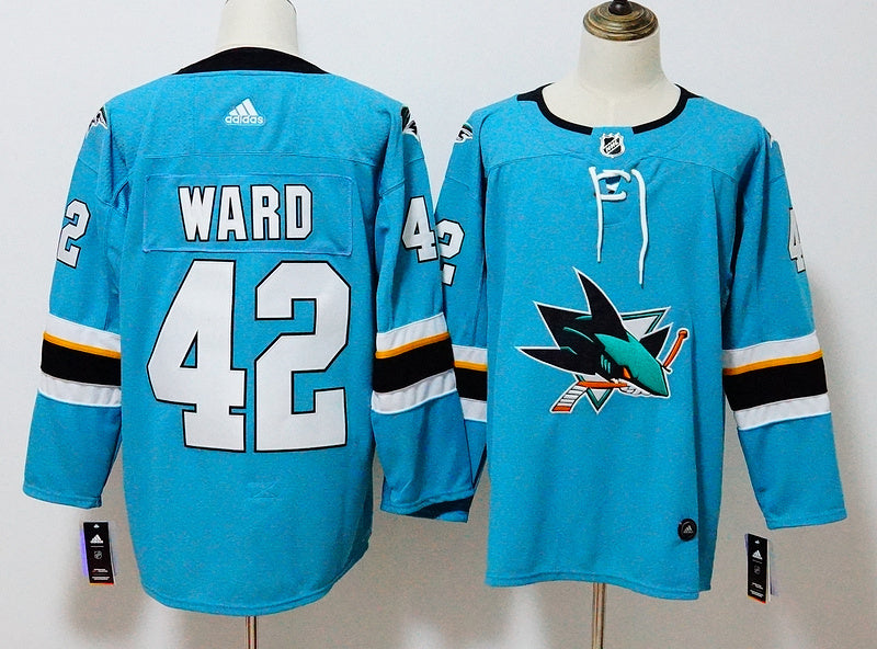Men's San Jose Sharks Joel Ward #42 Blue Breakaway Player jersey
