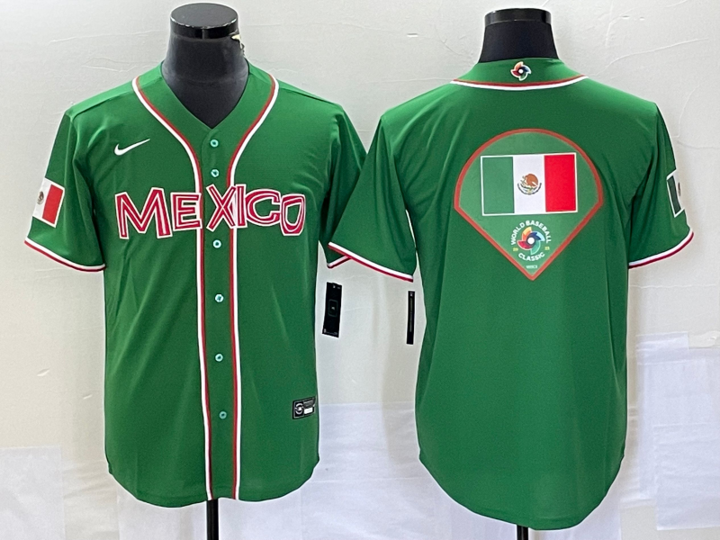 Men's 2023 World Baseball Classic Mexico Green Alternate Game jersey