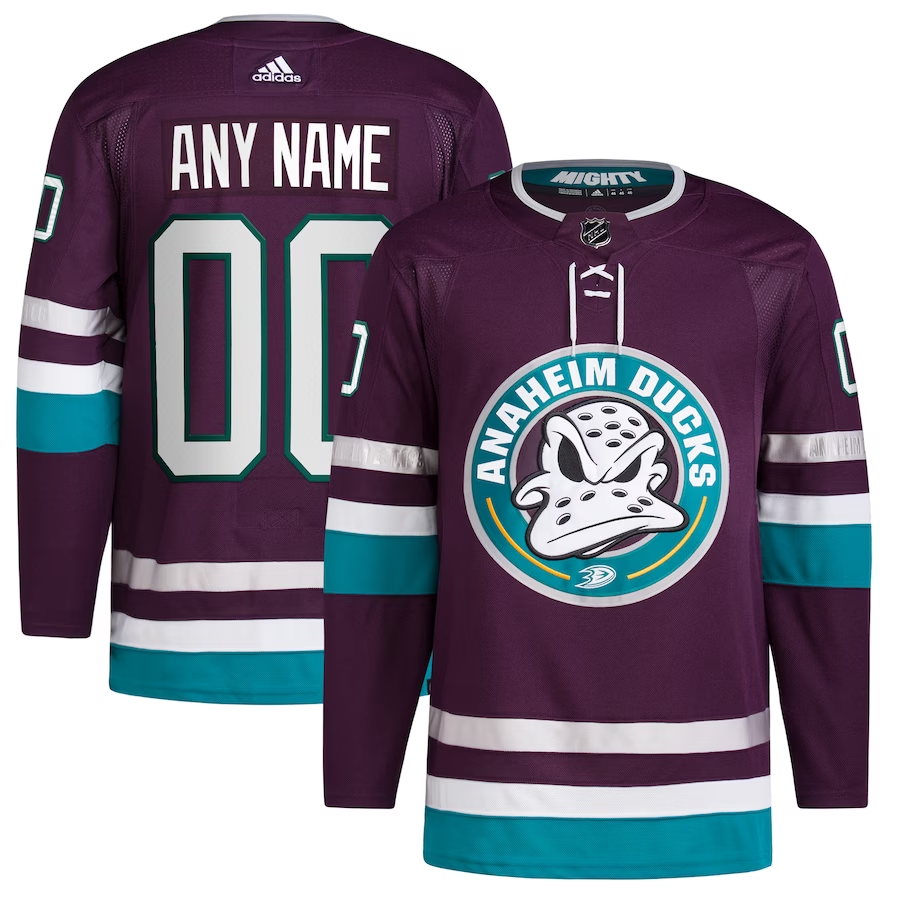 Men's Anaheim Ducks Purple 30th Anniversary Primegreen Authentic Custom jersey
