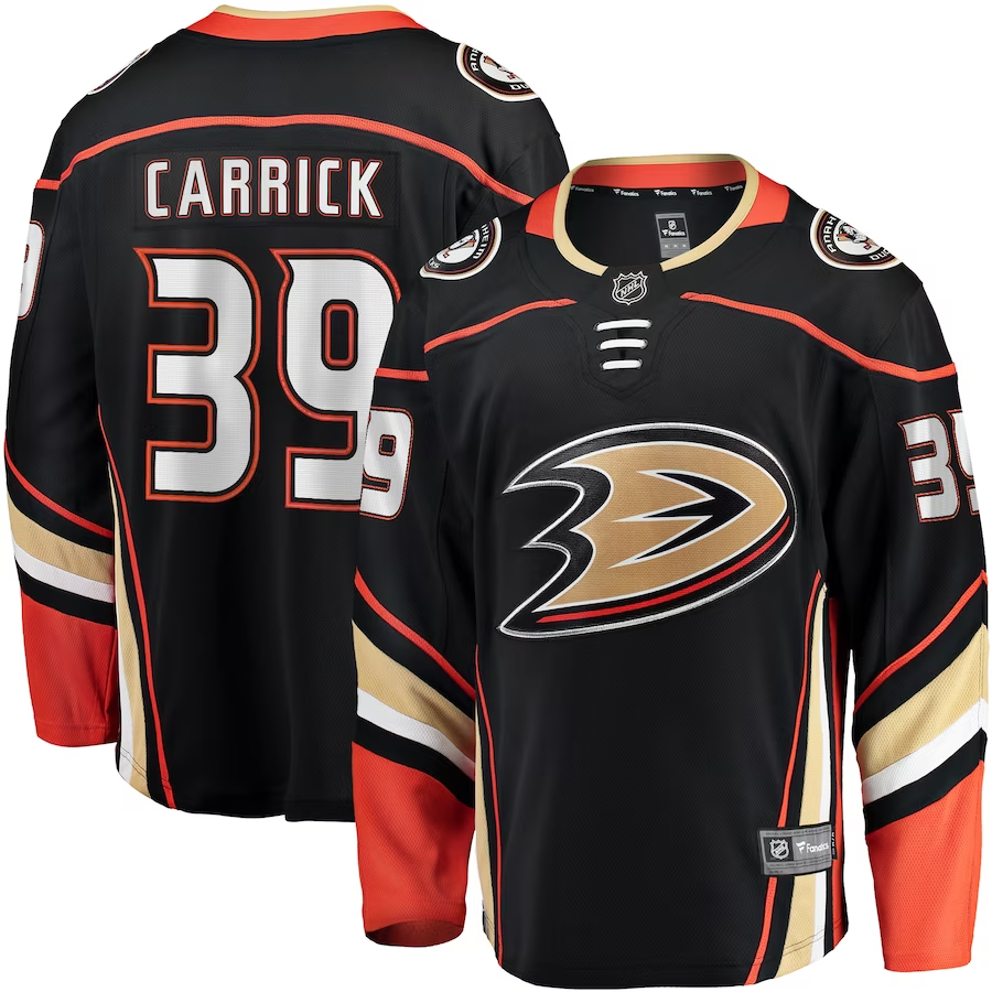 Men's Anaheim Ducks Sam Carrick #39 Black Home Breakaway Player jersey