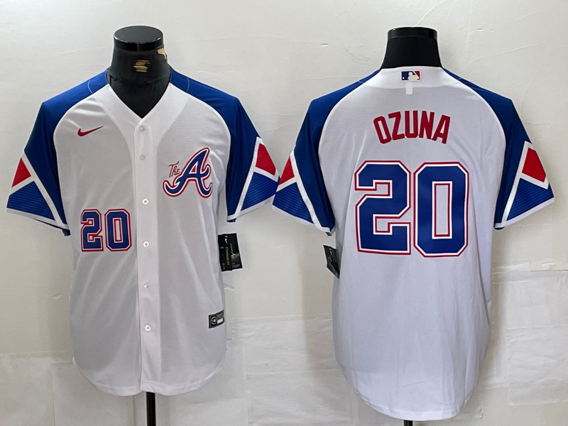 Men's Atlanta Braves Marcell Ozuna #20 White City Connect Limited Player jersey