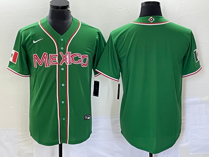 Men's 2023 World Baseball Classic Mexico Green Blank jersey