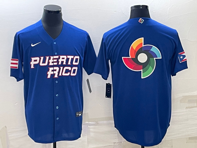 Men's 2023 World Baseball Classic Puerto Rico Blue jersey