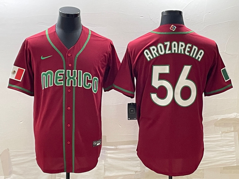 Men's 2023 World Baseball Classic #56 Randy Arozarena Mexico Red jersey