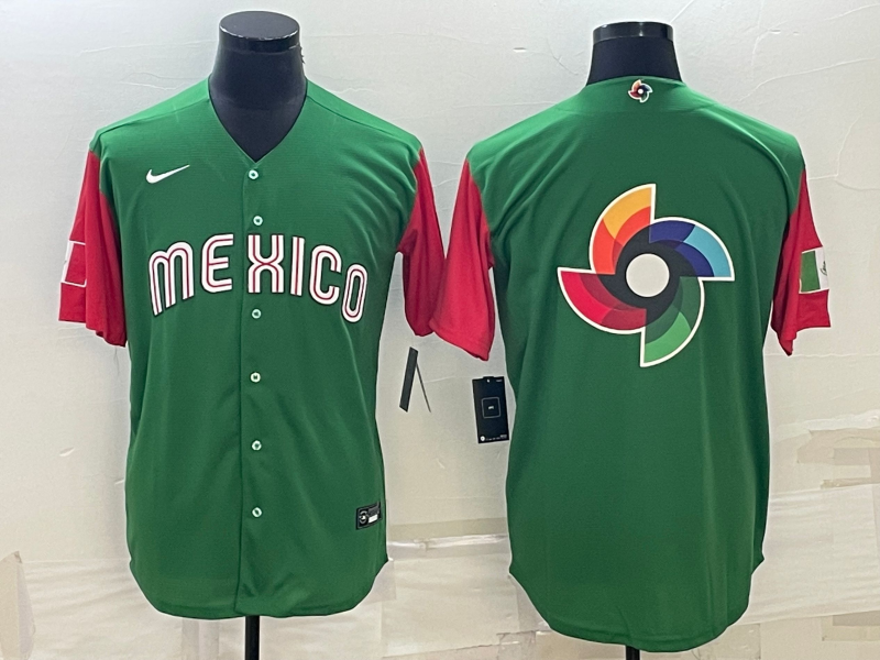 Men's 2023 World Baseball Classic Mexico Green/Red jersey