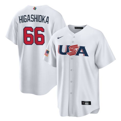 Men's 2023 World Baseball Classic #66 Kyle Higashioka USA White jersey