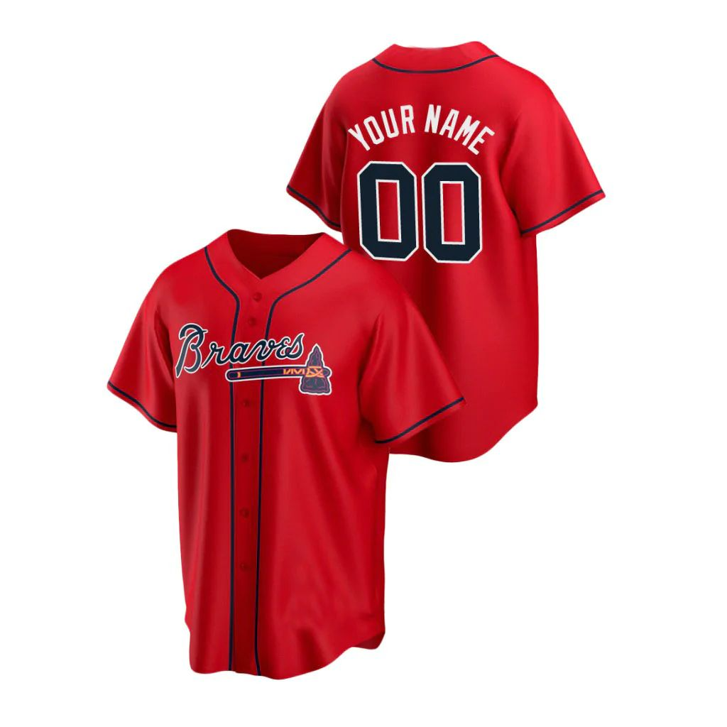 Men's Atlanta Braves Red Replica Custom jersey