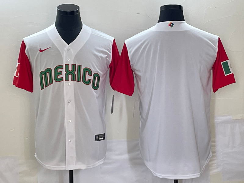 Men's 2023 World Baseball Classic Mexico White/Red Blank jersey