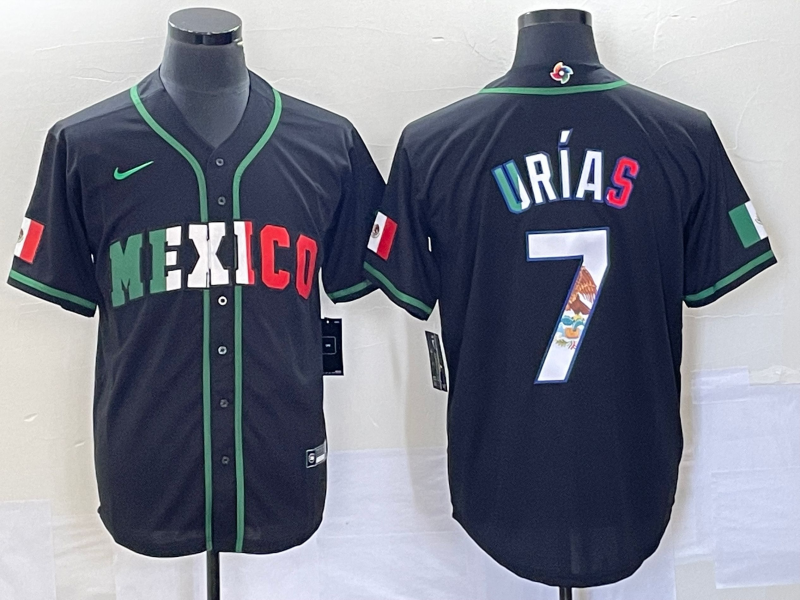 Men's 2023 World Baseball Classic #7 Julio Urias Mexico Black Player jersey