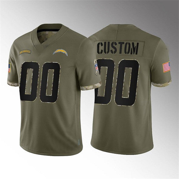 custom Los Angeles Chargers ACTIVE PLAYER 2022 Olive Salute To Service Limited Stitched American Football Jerseys
