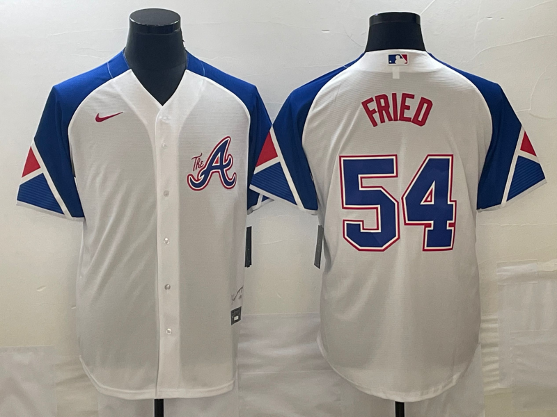 Men's Atlanta Braves Max Fried #54 White 2023 City Connect Replica Player jersey