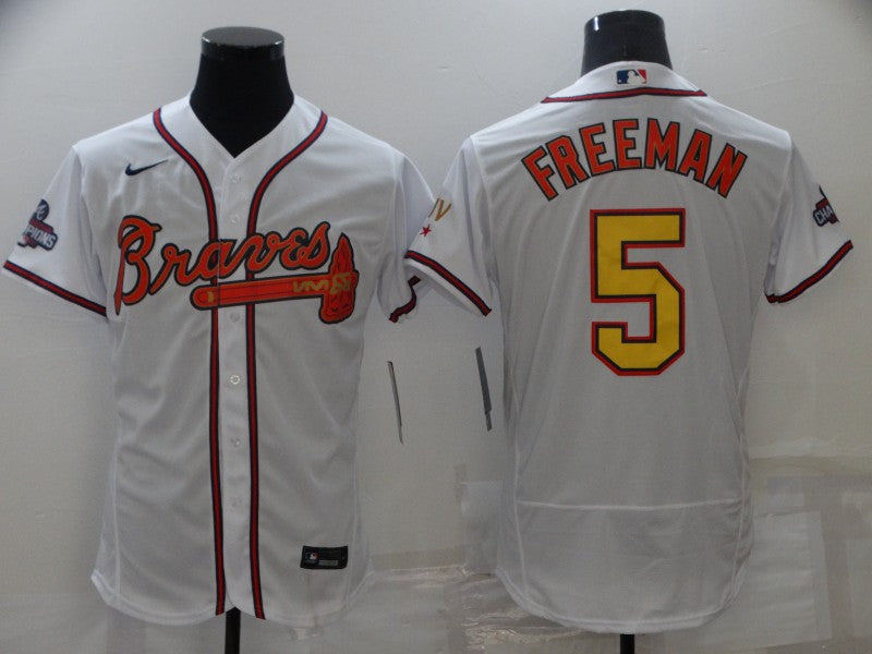 Men's Atlanta Braves Freedie Freeman #5 White Player jersey Champion Edition