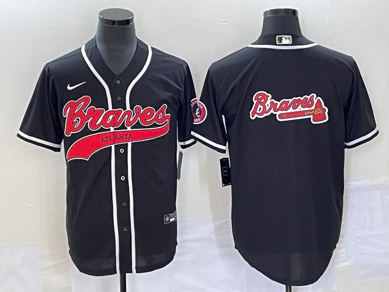 Men's Atlanta Braves Black Replica Team jersey Joint Edition