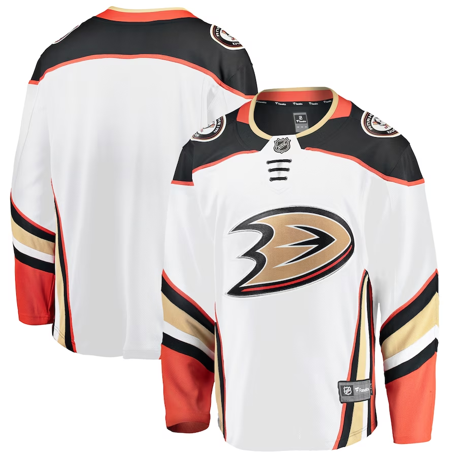 Men's Anaheim Ducks White Breakaway Away Blank jersey