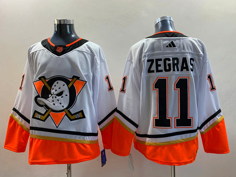 Men's Anaheim Ducks Trevor Zegras #11 White Breakaway Player jersey