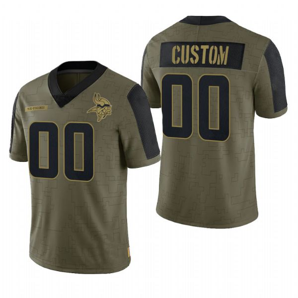 custom Minnesota Vikings Olive 2021 Salute To Service Limited Football Jerseys