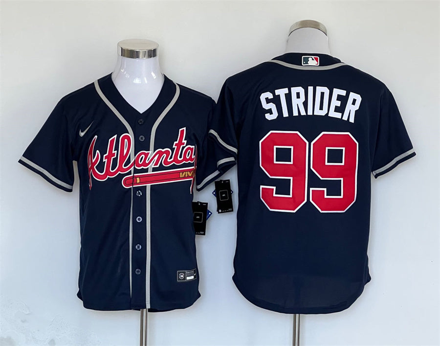 Men's Atlanta Braves Spencer Strider #99 Navy Alternate Replica Player jersey