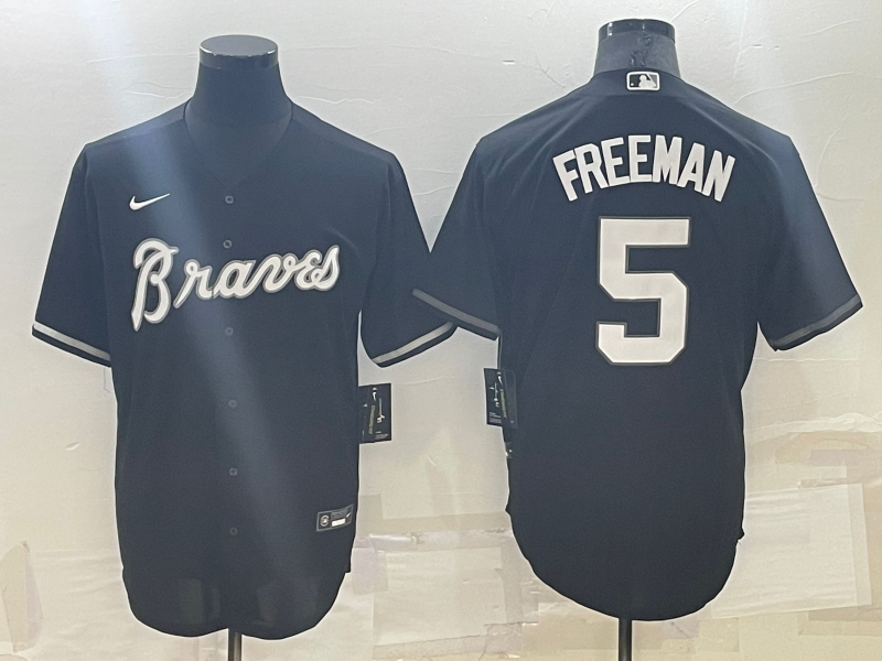 Men's Atlanta Braves Freedie Freeman #5 Black Replica Baseball jersey