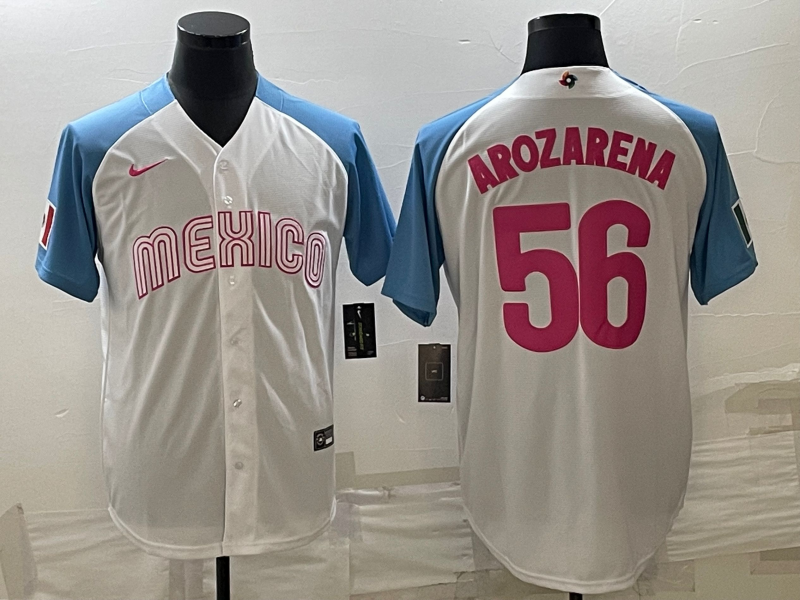 Men's 2023 World Baseball Classic #56 Randy Arozarena Mexico jersey White