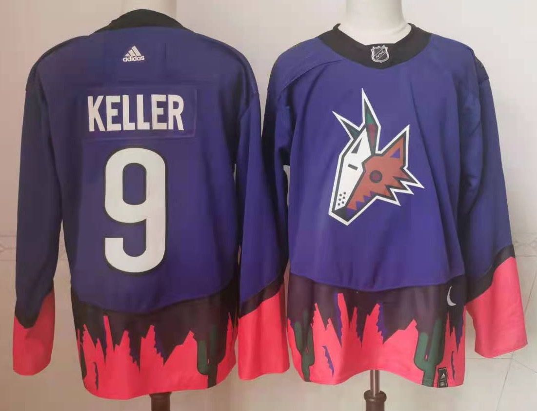 Men's Arizona Coyotes Clayton Keller #9 Blue Breakaway Player jersey