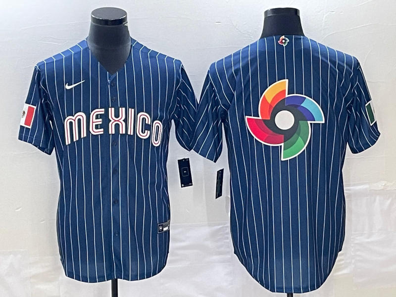 Men's 2023 World Baseball Classic Mexico Navy Alternate Game jersey