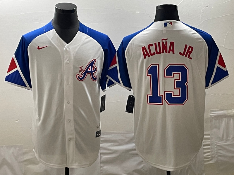 Men's Atlanta Braves Ronald Acuna Jr. #13 White 2023 City Connect Replica Player jersey