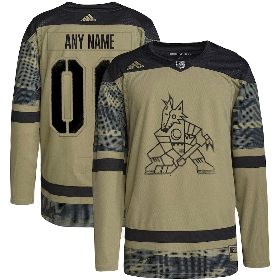Men's Arizona Coyotes Camo Military Appreciation Team Authentic Custom Practice jersey