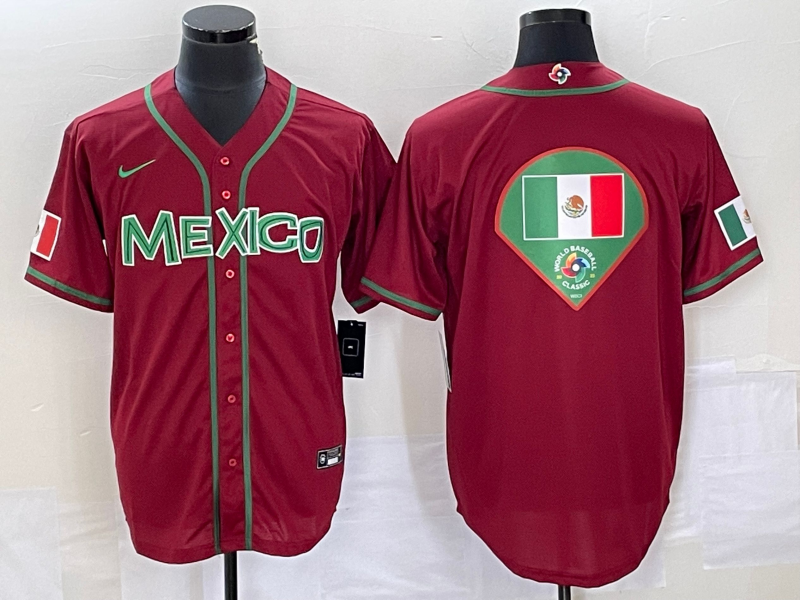 Men's 2023 World Baseball Classic Mexico Red jersey