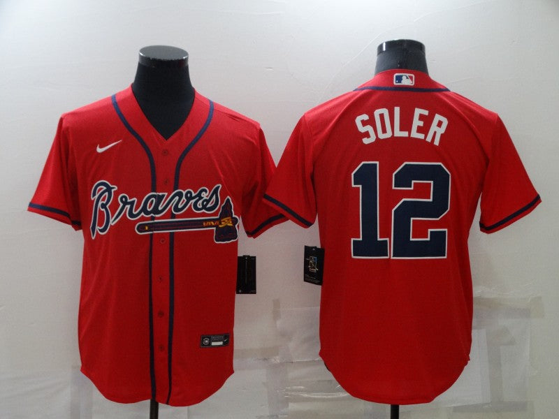 Men's Atlanta Braves Jorge Soler #12 Red Replica Player jersey